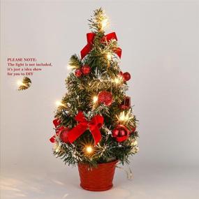 img 2 attached to 🎄 Pack of 2 Artificial Mini Tabletop Christmas Trees - Red and Gold Pine Tree Décor in Flowerpot Base - Height: 11.8 inches/30cm - Red and Gold: 7.87 inches/20cm