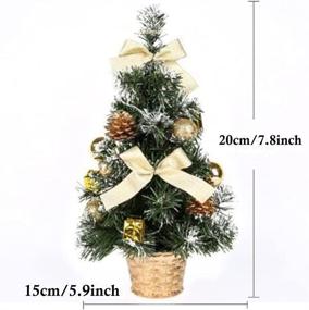 img 1 attached to 🎄 Pack of 2 Artificial Mini Tabletop Christmas Trees - Red and Gold Pine Tree Décor in Flowerpot Base - Height: 11.8 inches/30cm - Red and Gold: 7.87 inches/20cm