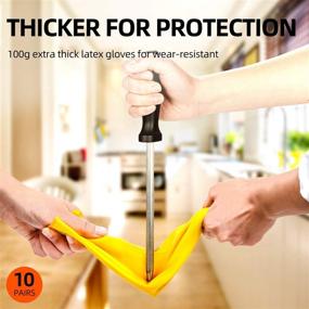 img 3 attached to 🧤 Vgo 10-Pairs Extra Thick Yellow Rubber Dishwashing Gloves with Long Sleeves for Household, Kitchen Cleaning, Working, Painting, Gardening, Pet Care (Size M, HH4601)