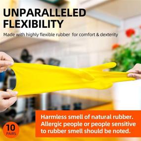 img 2 attached to 🧤 Vgo 10-Pairs Extra Thick Yellow Rubber Dishwashing Gloves with Long Sleeves for Household, Kitchen Cleaning, Working, Painting, Gardening, Pet Care (Size M, HH4601)