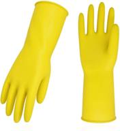 🧤 vgo 10-pairs extra thick yellow rubber dishwashing gloves with long sleeves for household, kitchen cleaning, working, painting, gardening, pet care (size m, hh4601) logo