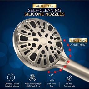 img 2 attached to 🚿 FREZZEL High Pressure Shower Head with Handheld - 9 Spray Settings, Brushed Nickel Finish, Detachable 4.75 Inch Shower Head, 60 Inch SS Hose - Perfect for Luxurious Shower Experience