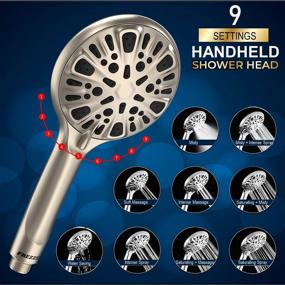 img 3 attached to 🚿 FREZZEL High Pressure Shower Head with Handheld - 9 Spray Settings, Brushed Nickel Finish, Detachable 4.75 Inch Shower Head, 60 Inch SS Hose - Perfect for Luxurious Shower Experience