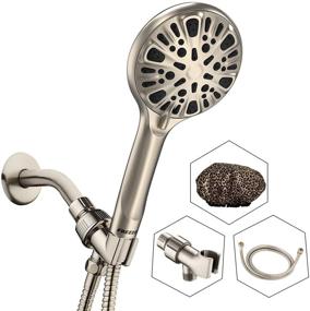 img 4 attached to 🚿 FREZZEL High Pressure Shower Head with Handheld - 9 Spray Settings, Brushed Nickel Finish, Detachable 4.75 Inch Shower Head, 60 Inch SS Hose - Perfect for Luxurious Shower Experience