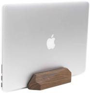 💻 stylish oakywood laptop dock - enhance workspace with vertical macbook pro air stand - monitor setup holder in premium walnut logo