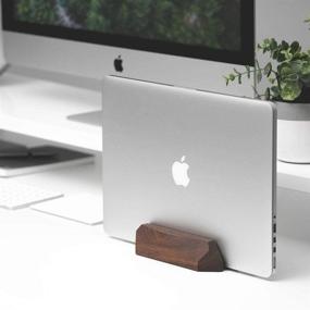 img 1 attached to 💻 Stylish Oakywood Laptop Dock - Enhance Workspace with Vertical MacBook Pro Air Stand - Monitor Setup Holder in Premium Walnut