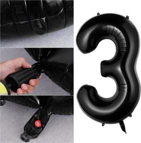 img 3 attached to 🎈 Stylish 40" Black Number Balloons: Jumbo Foil Balloon for 30th Birthday & Anniversary Party Decoration by NUOLUX