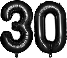 img 4 attached to 🎈 Stylish 40" Black Number Balloons: Jumbo Foil Balloon for 30th Birthday & Anniversary Party Decoration by NUOLUX