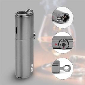 img 3 attached to Yusud Torch Lighter Lockable: 3 Jet Flame Butane Refillable, Adjustable Blue Flame with Windproof Design - Perfect Birthday Gift for Men!