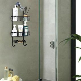 img 2 attached to 🚿 Sanduby Hanging Shower Caddy Basket: Rustproof Aluminum Shower Rack with Soap Dish - Detachable & Lightweight Organizer for Shower Storage - Black