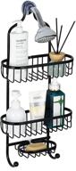 🚿 sanduby hanging shower caddy basket: rustproof aluminum shower rack with soap dish - detachable & lightweight organizer for shower storage - black logo