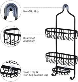 img 1 attached to 🚿 Sanduby Hanging Shower Caddy Basket: Rustproof Aluminum Shower Rack with Soap Dish - Detachable & Lightweight Organizer for Shower Storage - Black