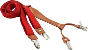 img 2 attached to 👖 Burgundy Adjustable Leather Biotetri Suspenders