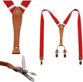 img 3 attached to 👖 Burgundy Adjustable Leather Biotetri Suspenders