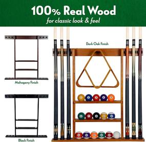 img 2 attached to 🎱 6 Pool Billiard Cue Rack + Ball Set Wall Holder - 100% Wood, Choose Mahogany, Dark Oak, or Black Finish