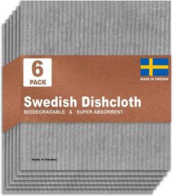 img 4 attached to 🧽 Feel More Green Swedish Dishcloths: Eco-Friendly Kitchen Set of 6| Natural Cellulose Sponge Cloth | Absorbent European Dish Cloth | Reusable Paper Towel Replacement (6 Pack - Grey)