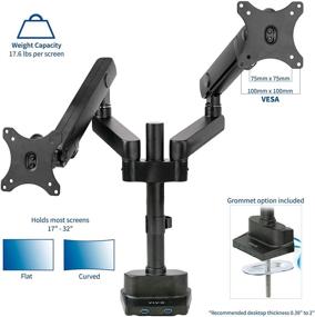 img 3 attached to VIVO Premium Aluminum Dual Monitor Desk Mount Stand with Lift Engine Arm, Pole Extension, USB Ports - Fits 32 inch Screens - STAND-V102BDU