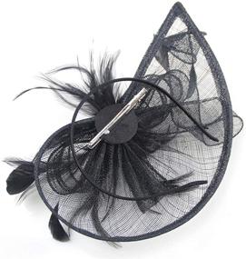 img 1 attached to Exquisite Sinamay Fascinator Feather Cocktail Party Flower Women's Special Occasion Accessories