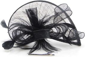 img 4 attached to Exquisite Sinamay Fascinator Feather Cocktail Party Flower Women's Special Occasion Accessories