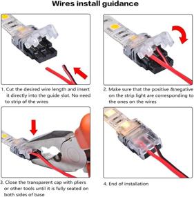 img 1 attached to BZONE 2-Pin LED Strip Connectors 10-Pack with 16.4FT Extension 🔌 Cable for 10mm Wide Waterproof Single-Color LED Strip Lights, Quick Strip-to-Wire Connection