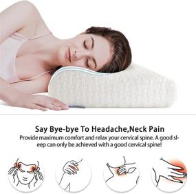 img 3 attached to 🌙 BEBEN Memory Foam Contour Pillow for Pain Relief, Adjustable Cervical Neck Pillow for Side Sleepers, Ergonomic Support with Breathable Bamboo Cover - 20x12 inch, White