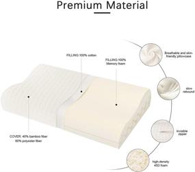 img 1 attached to 🌙 BEBEN Memory Foam Contour Pillow for Pain Relief, Adjustable Cervical Neck Pillow for Side Sleepers, Ergonomic Support with Breathable Bamboo Cover - 20x12 inch, White