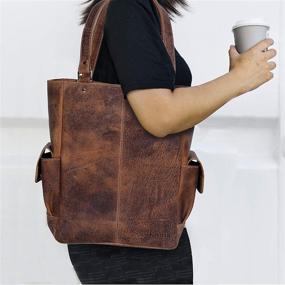 img 1 attached to 👜 Chic and Timeless KomalC Genuine Soft Chicago Buff Leather Tote Bag: Elegant Shopper Shoulder Bag SALE