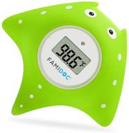 🛁 улучшенный термометр для ванны для младенцев с технологией датчика и термометром для комнаты - famidoc fdth-v0-22 для оптимального здоровья ребенка, плавающий игрушечный термометр (зеленый) логотип