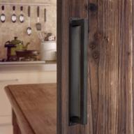 homode 12-inch rustic heavy duty barn door handle - matte black square pull with flush long base for sliding barn doors, gates, sheds, garages logo