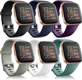 img 4 attached to Замена водонепроницаемых силиконовых браслетов Wepro для Fitbit Versa 2/Versa/Lite SE - 6 пакетов маленьких браслетов для женщин и мужчин (черный/белый)