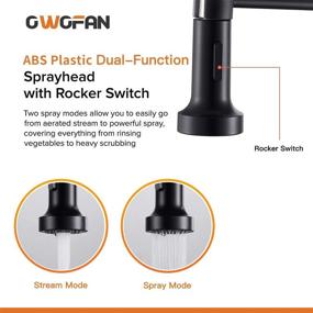 img 1 attached to OWOFAN Kitchen Faucets Commercial Solid Brass Single Handle Pull Down Sprayer Spring Kitchen Sink Faucet, Matte Black 9009R