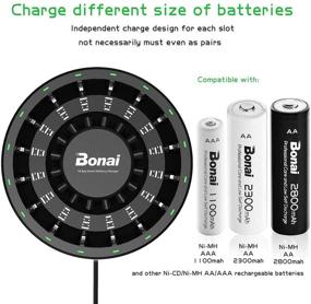 img 1 attached to BONAI AAA Rechargeable Batteries and Charger - 16 Pack AAA Batteries with 16-Bay Battery Charger (1100mAh High Capacity, Round Design)