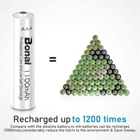 img 3 attached to BONAI AAA Rechargeable Batteries and Charger - 16 Pack AAA Batteries with 16-Bay Battery Charger (1100mAh High Capacity, Round Design)