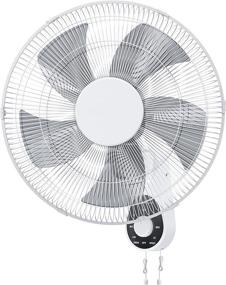 img 4 attached to 💨 High Velocity Wall Mount Fan, 16-Inch with 5 Blades, 3 Speeds, 90° Oscillation, Adjustable Tilt, ETL Certified - Ideal for Bedroom, Office, Warehouse, Workshop, Patio, and Basement