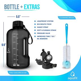 img 1 attached to 💧 Stay Hydrated with AQUAFIT Half Gallon Water Bottle – Straw, Time Marker, Motivational, 64 Ounce Capacity