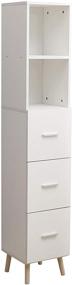img 3 attached to 🚪 Raintain Ivory White Freestanding Bathroom Cabinet: 2 Open Shelves, Doors, Ideal for Living Room, Kitchen & Entryway Storage
