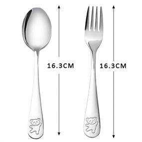 img 2 attached to 🍽️ 6-Piece Stainless Steel Kids Silverware Set - Safe Flatware for Children, Toddler Fork and Spoon Set, Child and Baby Utensils, Metal Cutlery Set Including 3 Safe Forks and 3 Children Tablespoons