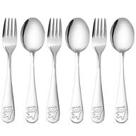 🍽️ 6-piece stainless steel kids silverware set - safe flatware for children, toddler fork and spoon set, child and baby utensils, metal cutlery set including 3 safe forks and 3 children tablespoons logo
