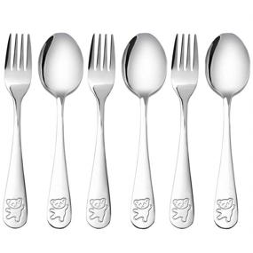 img 4 attached to 🍽️ 6-Piece Stainless Steel Kids Silverware Set - Safe Flatware for Children, Toddler Fork and Spoon Set, Child and Baby Utensils, Metal Cutlery Set Including 3 Safe Forks and 3 Children Tablespoons