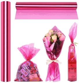 img 4 attached to Pink Translucent Cellophane Wrapping Rolls - 100’ ft Long, 16’’ Wide, 2.3Mil Thick for Gifts, Treats, Candy, Cookies - Shinny, Colorful Cello for Christmas Holiday & Gift Baskets!