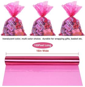 img 3 attached to Pink Translucent Cellophane Wrapping Rolls - 100’ ft Long, 16’’ Wide, 2.3Mil Thick for Gifts, Treats, Candy, Cookies - Shinny, Colorful Cello for Christmas Holiday & Gift Baskets!