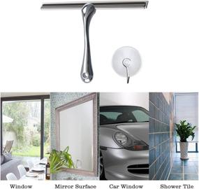 img 2 attached to 🚿 Plastic Bathroom Squeegee for Shower Doors & More - Shower Glass Squeegee with Non-Slip Handle, Suction Hook Holder - All-Purpose 10 Inch Squeegee for Mirrors, Windows, & Car Glass - White