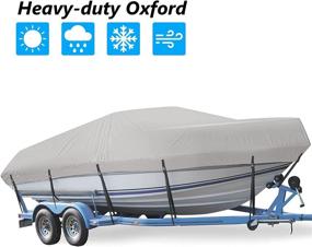 img 4 attached to 🚤 Waterproof Trailerable Boat Cover: Heavy Duty, UV Resistant Marine Grade - Fits 17-19ft Bass, Bayliner, Fishing Runabout, Jon Boat - Gry