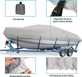 img 2 attached to 🚤 Waterproof Trailerable Boat Cover: Heavy Duty, UV Resistant Marine Grade - Fits 17-19ft Bass, Bayliner, Fishing Runabout, Jon Boat - Gry