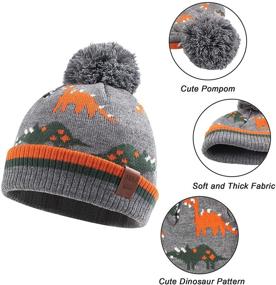 img 2 attached to Warm and Cute: Dino-themed Toddler Winter Knitted Beanie for Boys' Stylish Accessorizing