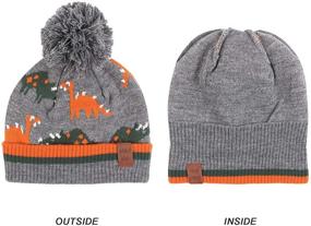 img 3 attached to Warm and Cute: Dino-themed Toddler Winter Knitted Beanie for Boys' Stylish Accessorizing