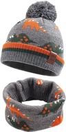 warm and cute: dino-themed toddler winter knitted beanie for boys' stylish accessorizing logo