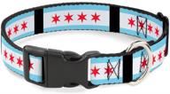 💼 buckle-down plastic clip collar - chicago flags/black - 1/2" wide - fits 9-15" neck - large - shop now! logo