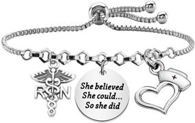 img 4 attached to Bleouk Registered Nurse Graduation Gift: Empowering RN Bracelet – She Believed, She Achieved!