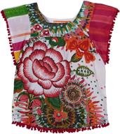 👚 stylish desigual big girls' fiesta print square neck tunic top for trendy fashionistas logo